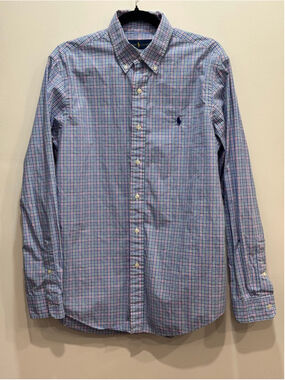 Ralph Lauren Gingham Plaid Men Casual Button Down Shirt M Preppy Derby Work